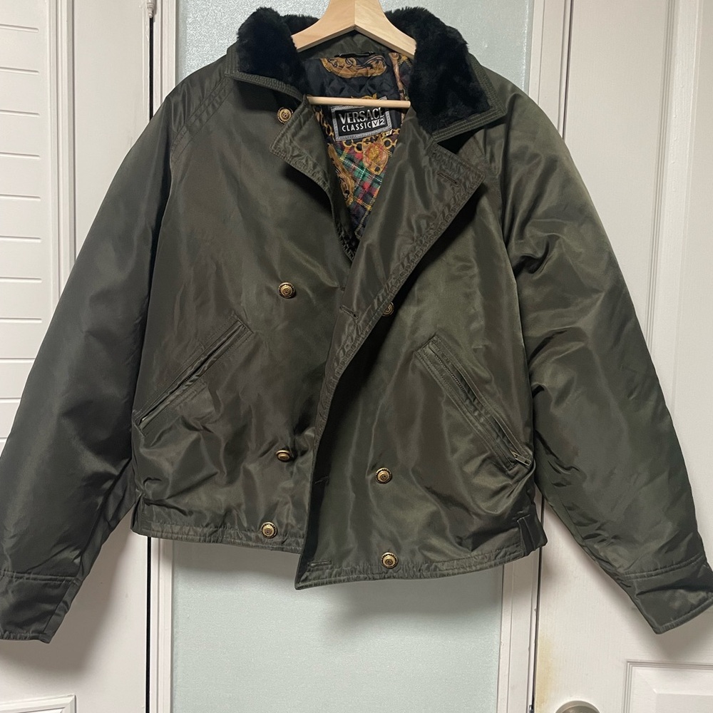 Versace Men's Olive Military Jacket